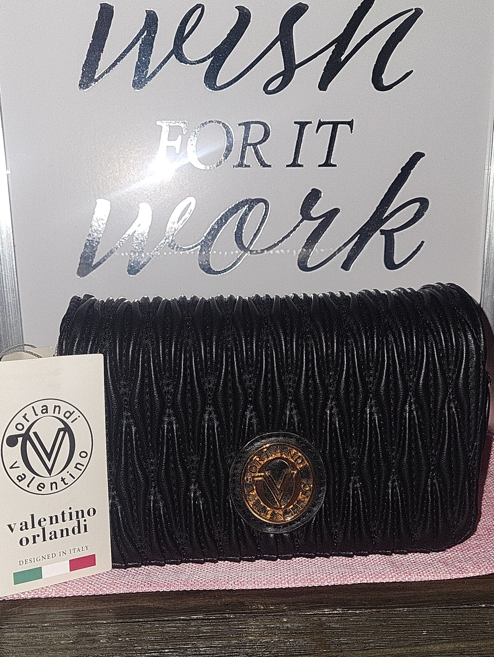 Valentino Orlandi Black Quilted Evening Clutch